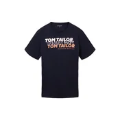 TOM TAILOR Majica  mornarska / temno siva / oranžna / bela