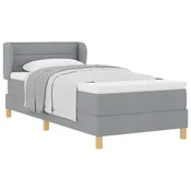 Vidaxl Postelja z vzmetnico z vzmetnico Svetlo siva 90 x 200 cm blago