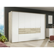 Garderoba Honolulu 152 Lahki hrast, Bela, 217x309x65cm, Vrata omare: S tečaji