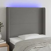 Vidaxl vidaXL Vzglavje postelje z LED diodo temno sivo 103x16x118/128 cm blago