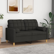 vidaXL Kavč dvosed z blazinami črn 120 cm blago