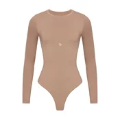 GOD SAVE QUEENS Bodi Second Skin Long Sleeve Crew-Neck Bodysuit svetlo rjava