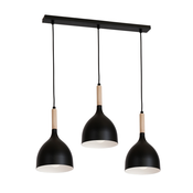 Luster na sajli NOAK WOOD 3xE27/15W/230V crna/buk