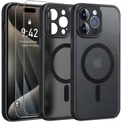OVITEK MAGSAFE MAT ČRN ZA APPLE IPHONE 15 PRO + 2x STEKLO