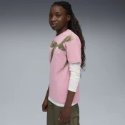Womens Puma Bowtique Relaxed Graphic Tee Youth, Pink, Size 9-10Y, Clothing