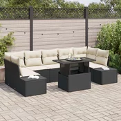 vidaXL vidaXL vrtni kavč set 8 delov Črna ratan vrtni kavč set pravokoten, (22065060)