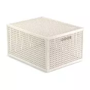 Kremno bela škatla za shranjevanje s pokrovom iz reciklirane plastike 30x38x21 cm Kaya – Curver