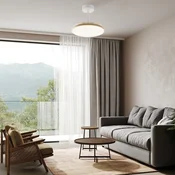 Mantra Iluminación LED stropni ventilator Slim Mini, bel/les, DC, tih, CCT - Dnevna soba/jedilnica - Sodobni - bela, lesena - Kovina