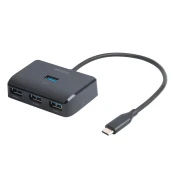 DELTACO USB-C hub with 4-ports, 5 Gbit/s, extra power input, black