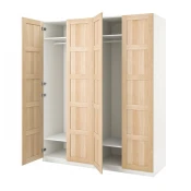 PAX / BERGSBO Garderober, bela/belo b. im. hrastovine, 200x60x236 cm