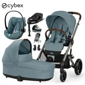 cybex gold® dječja kolica set xl 4u1 balios™ s lux stormy blue (frame taupe) + cloud™ g stormy blue plus + isofix baza g + dodaci