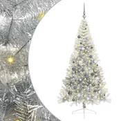 Vidaxl Umjetna preddekorirana božićna jelka srebrna 210 cm PET