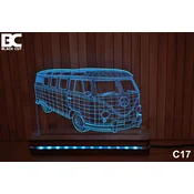 Black Cut 3D Lampa Svetlo plava