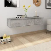 shumee vidaXL Stenska polica s predali betonsko siva 88x26x18,5 cm