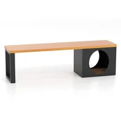 Costway Zunanja kovinska klop s hišico za mačke 150 cm Kava