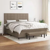 Greatstore Box spring postelja z vzmetnico taupe 180x200 cm blago