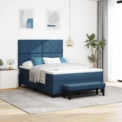 vidaXL vidaXL Vzmetnica z okvirjem in klopjo modra 140x190 cm Tkanina, (22082606)
