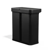 Črn jeklen koš za smeti 34+24 l za ločevanje odpadkov/brezstični Dual Sensor – simplehuman