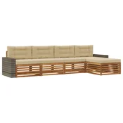 Set vanjskih sofa s jastukom 5 pcs Prirodna i bež Poliester