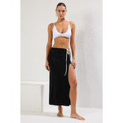 Trendyol Black Maxi Knitted Tie Beach Skirt