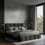 MID.YOU OBLAZINJENA POSTELJA 140 cm x 200 cm , les, tekstil, leseni material siva