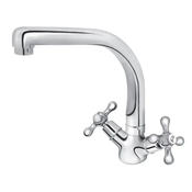 Dvorucna slavina - baterija za sudoperu - lavabo stojeca sa pokretnim ovalnim izlivom 180mm Nostalgija N23101 ROSAN