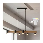 Brilagi - LED RGBW prigušiva luster na sajli SELE 6xGU10/6,5W/230V crna/hrast