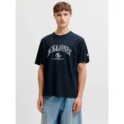 JACK & JONES Majica JORFREDERIKSBERG temno modra/bela