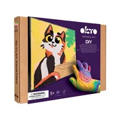 OKTO Mačka z skledo umetniški set Slikanje z maso po številkah 29x29 cm