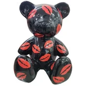 Casa Padrino luxury designer decorative figure teddy bear black/red 33 x H. 37 cm - Living room decorative figure - Luxury decorative figure - Designer decorative figure - Luxury accessories