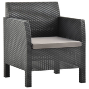 Vrtna stolica s jastukom antracit boje 63x65x76 cm PP ratan