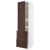 METOD/MAXIMERA Visoka omara+plc/4prd/vrata/2 ličn, bela/Sinarp rjava, 60x60x220 cm