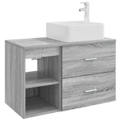 Vidaxl Komplet pohištva za kopalnico 2 pcs Siva Sonoma Inženirski les