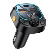 FM oddajnik in avtopolnilec Yesido Y70 z Bluetooth 5.3 in 15W hitrim polnjenjem - črn