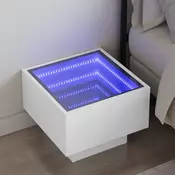 Noćni ormarić s beskonačnim LED svjetlima bijeli 40x40x30 cm