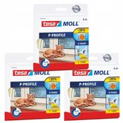 shumee TESA Samolepilno PVC tesnilo za okna, gumijasto, P profil, belo, 6 m x 3 kosi.