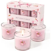 Nikcorp Komplet 6 votivnih aromatičnih sveč roza 400 g, elegantna dekoracija in sproščujoča aromaterapija za dom in darilo za ženske in moške