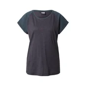 Womens raglan T-shirt with contrasting charcoal/bottlegreen