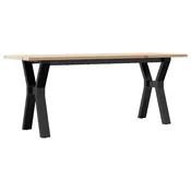 Vidaxl Klubska mizica Y okvir 110x40x45 cm trdna borovina jeklo