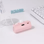 Back up baterija privezak 5000mAh fast lightning roze