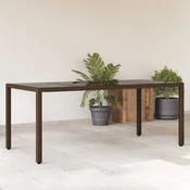Vrtni stol sa staklenom plocom smedi 190x90x75 cm od poliratana