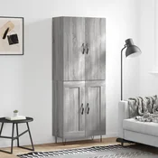 Greatstore Visoka komoda siva sonoma 69,5x34x180 cm inženirski les