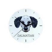 Dalmatinec, dalmatinski ptičar - geometrijska stenska ura s fotografijo in napisom