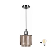 BRILAGI-LED Luster na sajli RETRO GLASS 1xE27/60W/230V, precnik 15 cm, crna/dimljeno bež