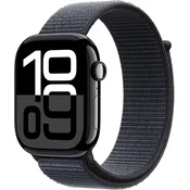 Apple Watch Series 10 [GPS 46mm case] Smartwatch with Jet Black Aluminium Case with Ink Sport Loop. Fitness Tracker, ECG App, Always-On Retina Display, Carbon Neutral