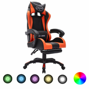 Igraca stolica s RGB LED svjetlima narancasto-crna umjetna koža