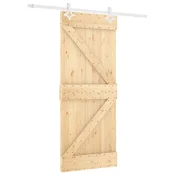 Vidaxl Drsna vrata Naravna in bela 80 x 210 cm Trdna borovina