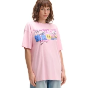 Cropp - Predimenzionirana majica s printom - pastelno pink