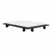 Črna zakonska postelja iz borovega lesa z rešetko 140x200 cm Japan - Karup Design