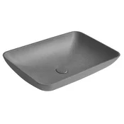 SAPHO Črno Granitno Betonasto Umivalnik INFRANE 57x37 cm z Izpustom, Pravokoten Dizajn